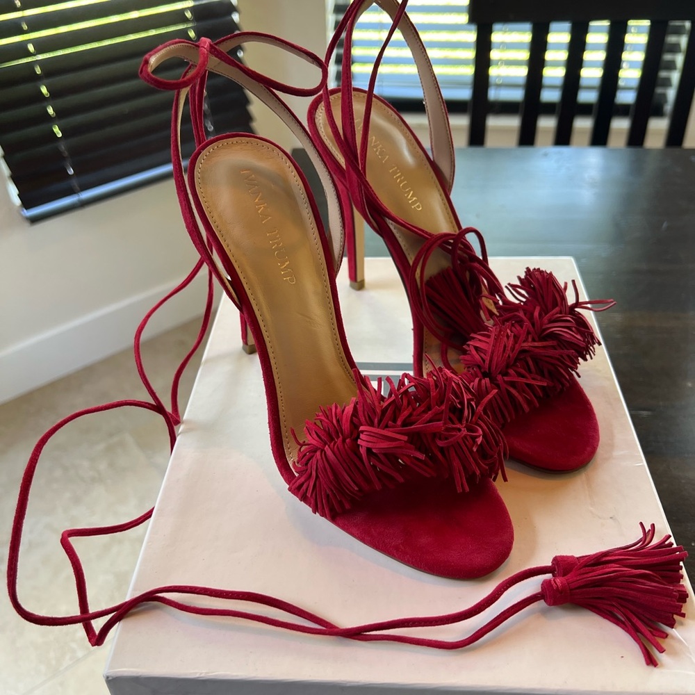 Ivanka Trump Red Stiletto Heels with Tassel Details